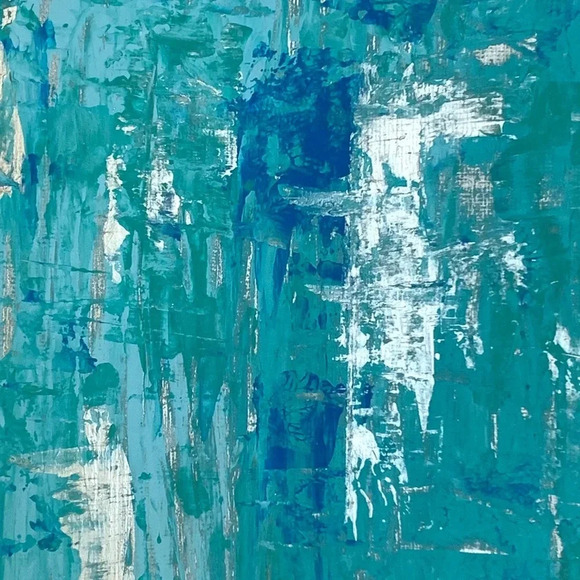ORIGINAL ART! Teal, aqua, metallic silver & blue - Picture 4 of 6